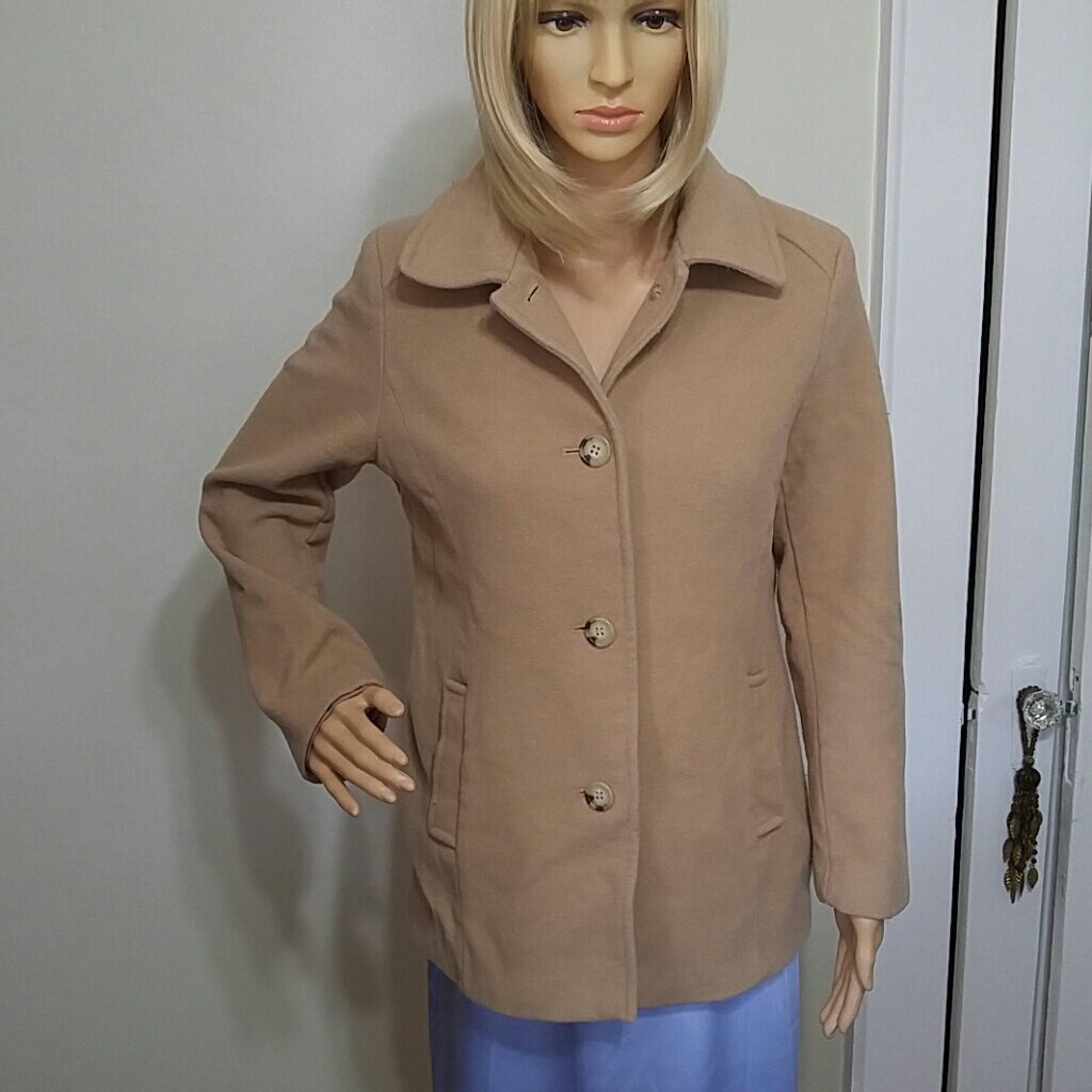 Lauren Ralph Lauren Wool Blend Camel Pea Coat Size 12